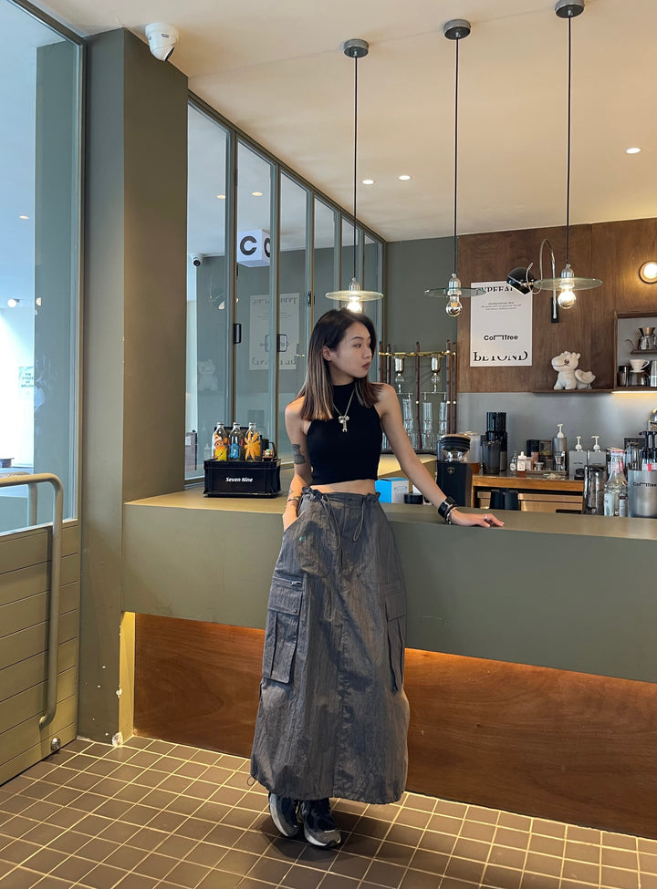 Acid Wash Cargo Skirt