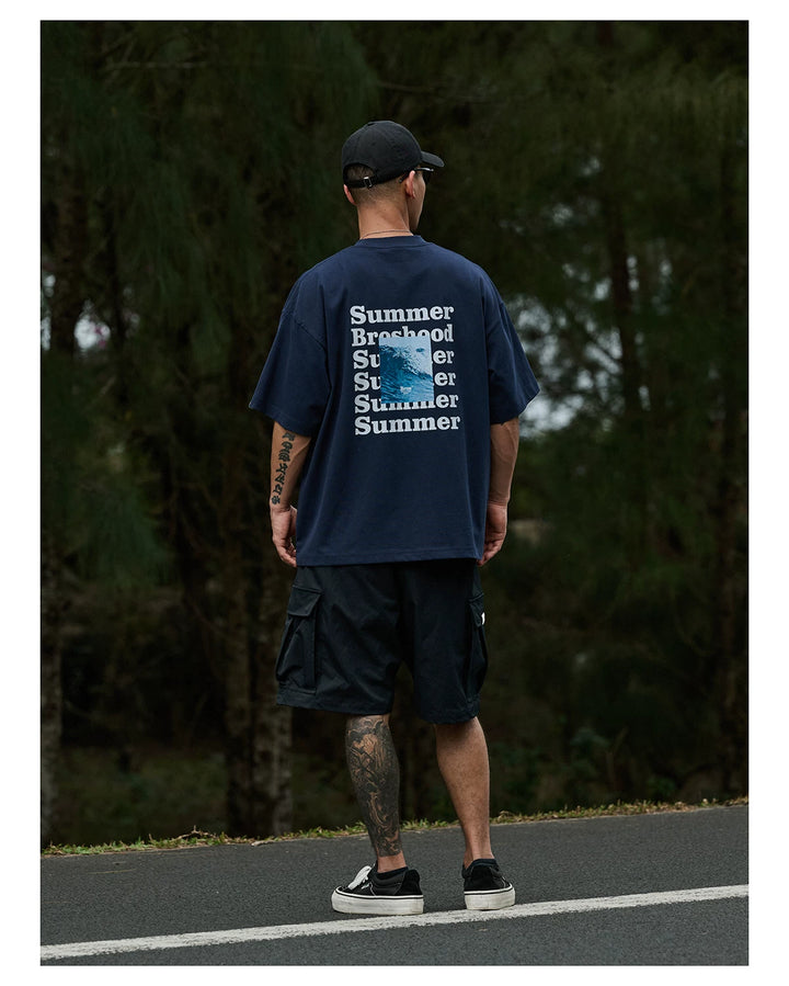 Wave Print Crewneck Tee