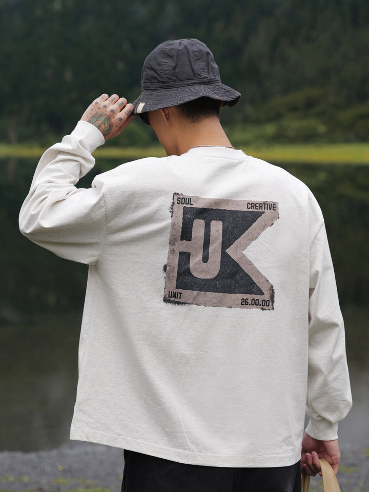 Distressed Logo Long-Sleeve