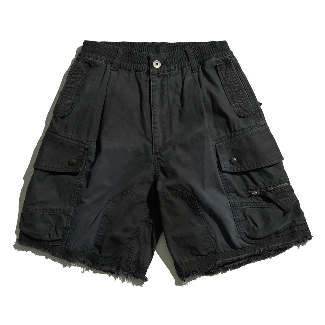 Vintage Washed Raw Hem Cargo Shorts
