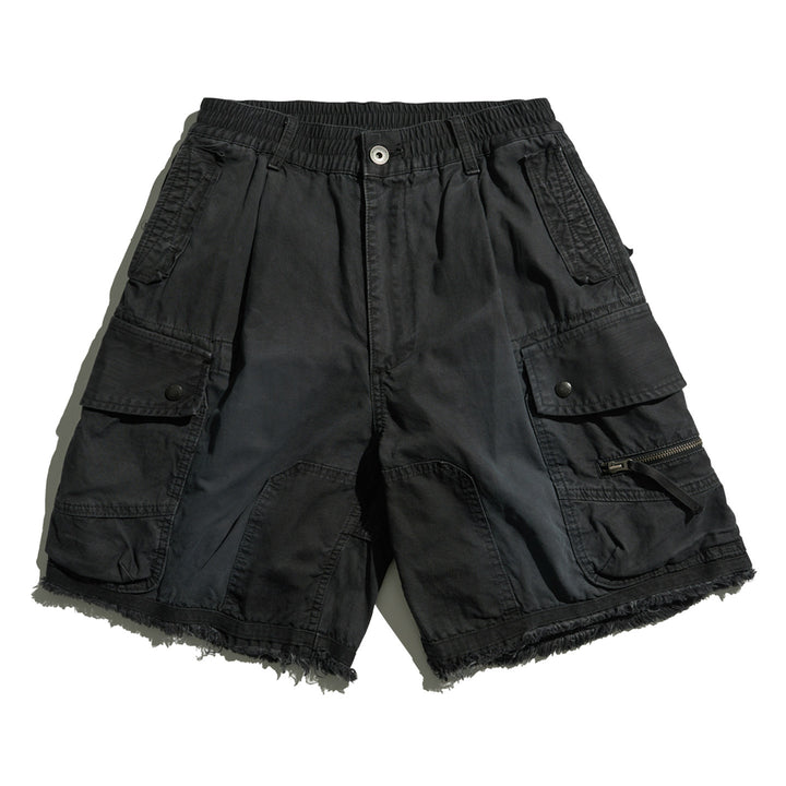 Vintage Washed Raw Hem Cargo Shorts