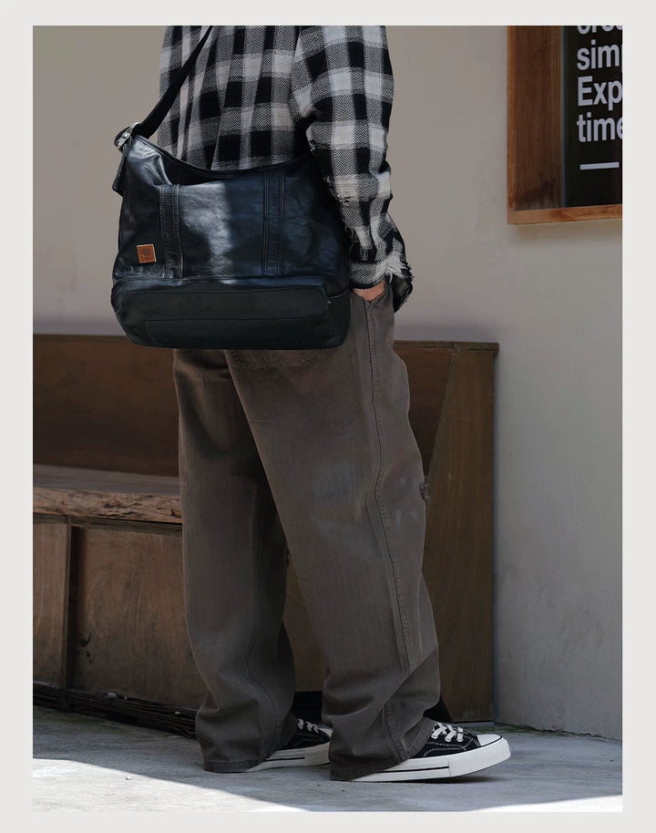 Herringbone Straight-Leg Pants