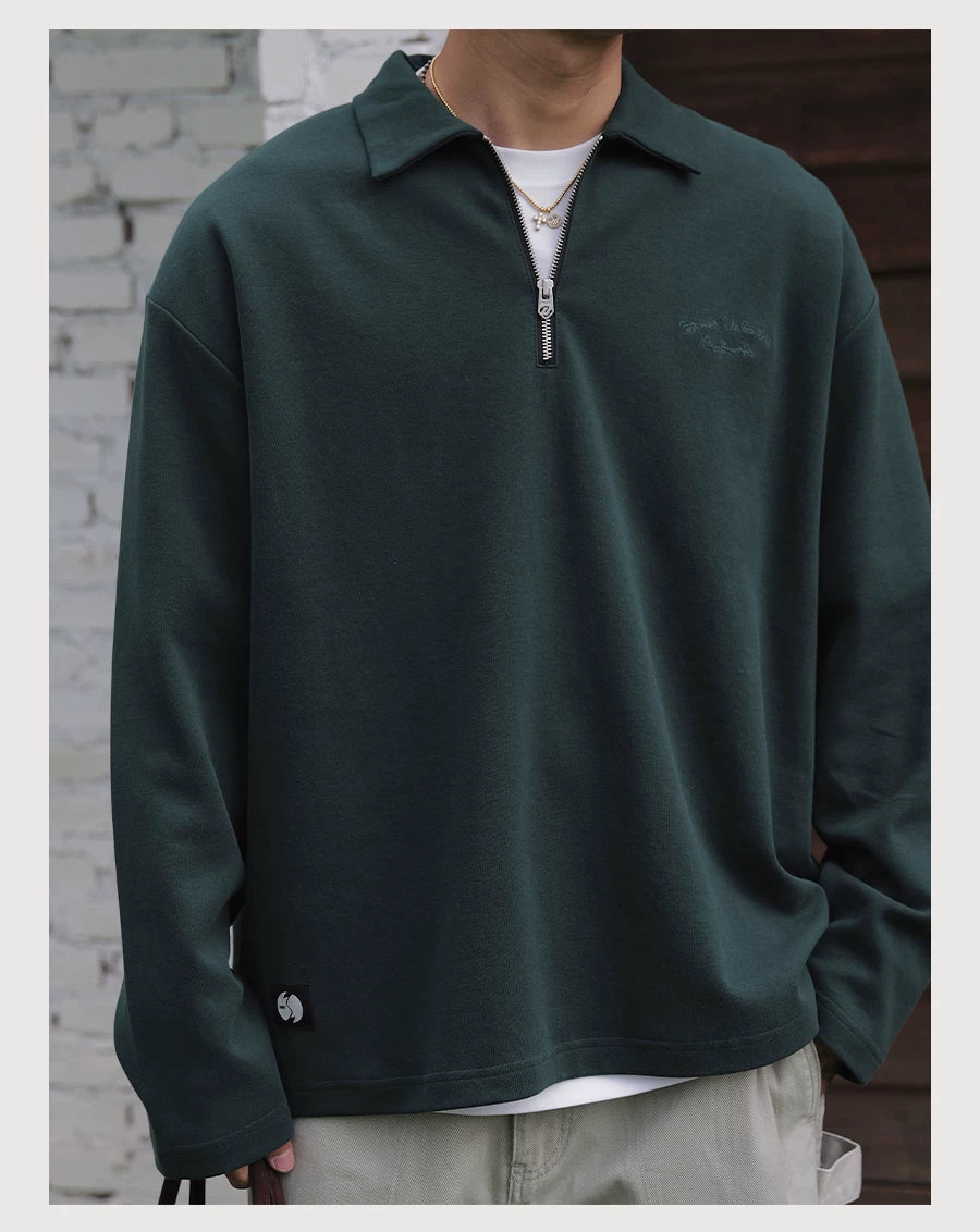 Half-Zip Lapel Long Sleeve