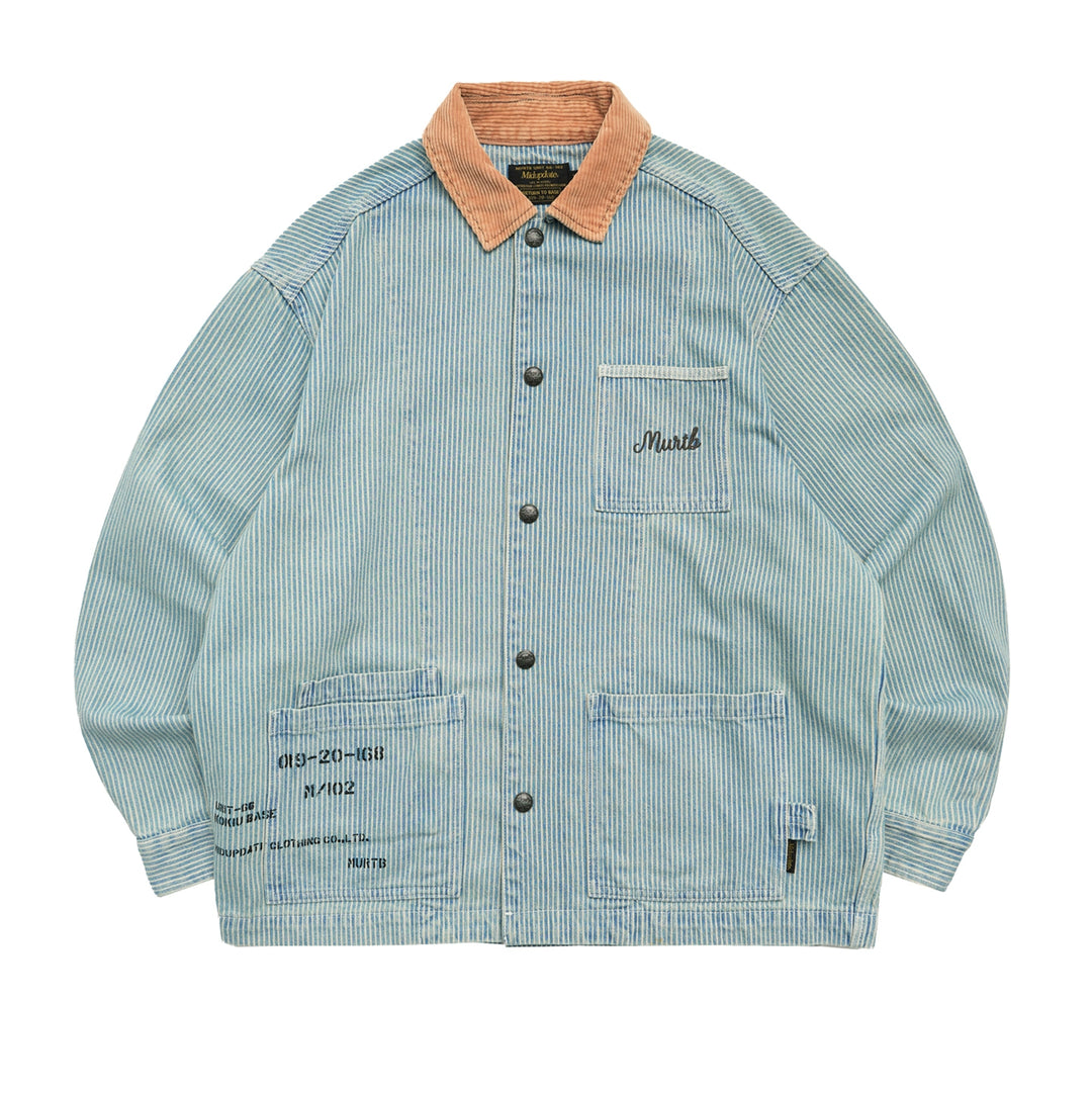 Washed Distressed Vintage Pin Stripe Jacket