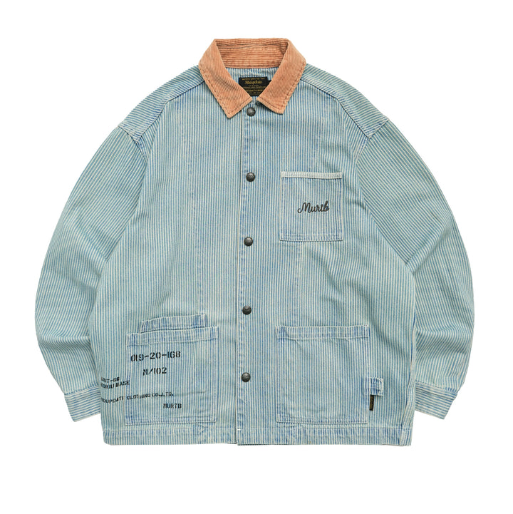 Washed Distressed Vintage Pin Stripe Jacket