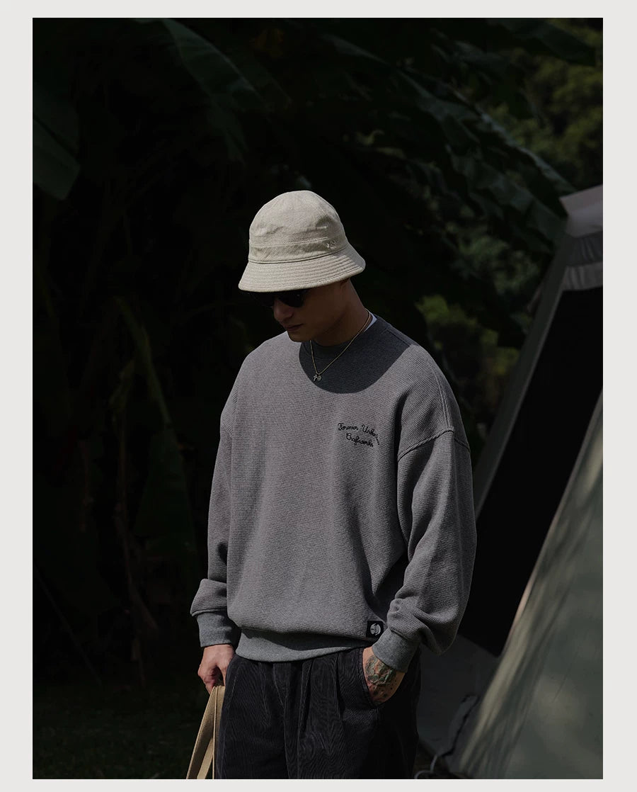 Cotton Waffle Crewneck Sweatshirt