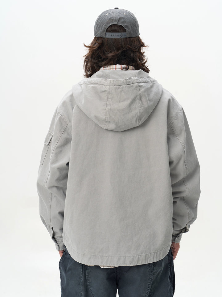 Washed Distressed Commuter Hooded Jacket