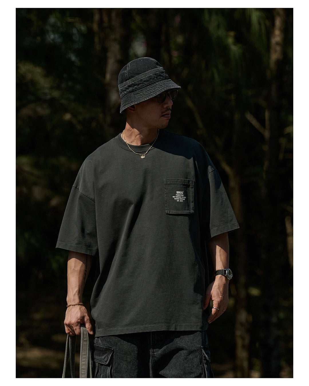 Vintage Wax-Dye Pocket Print Tee
