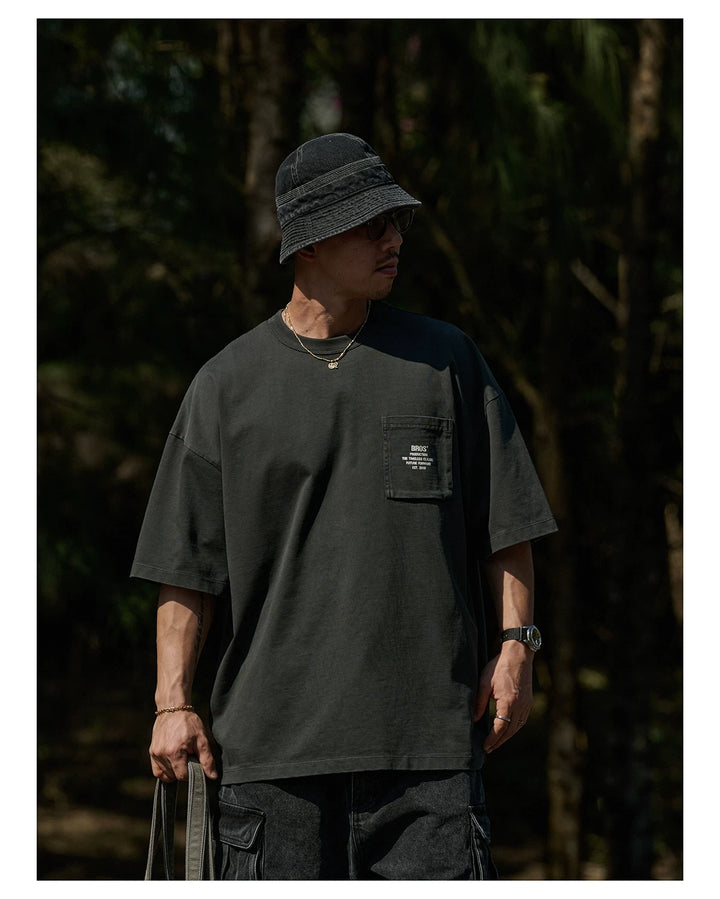 Vintage Wax-Dye Pocket Print Tee