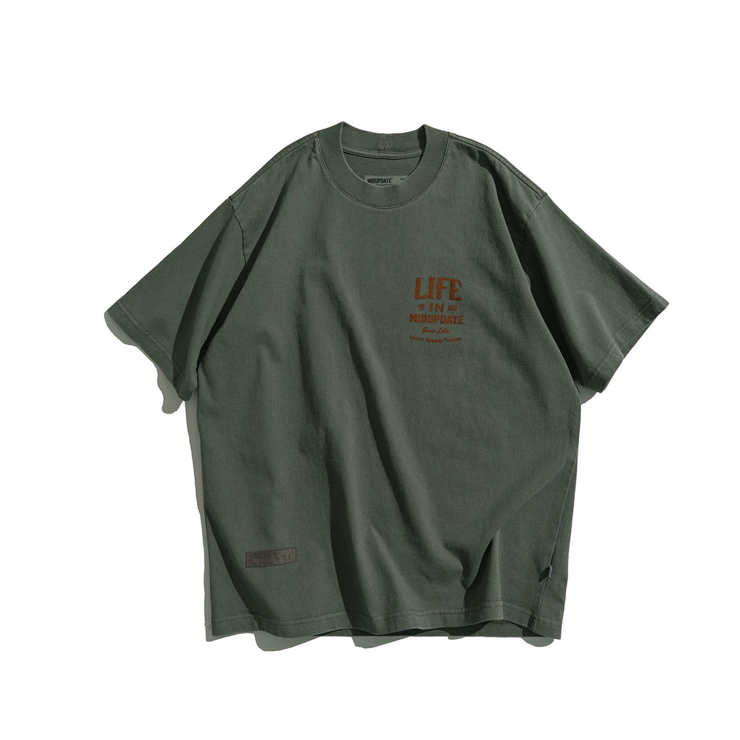 MU557 Retro Color Block Graphic Letter Tee