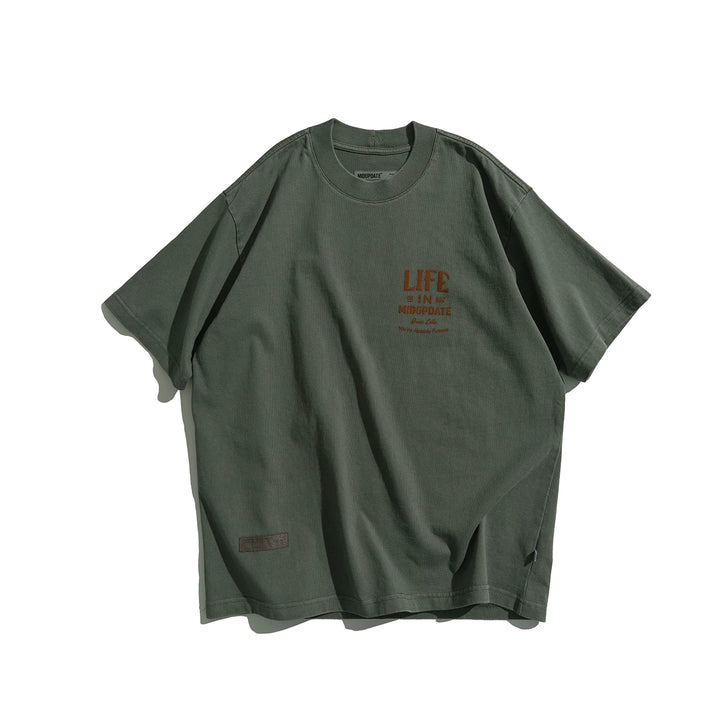 MU557 Retro Color Block Graphic Letter Tee