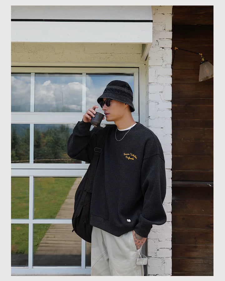 Cotton Waffle Crewneck Sweatshirt