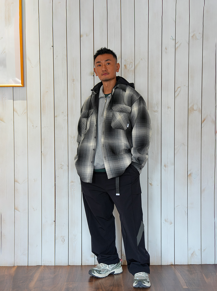 LAPRIMA DETACHABLE-HOOD QUILTED SHIRT JACKET