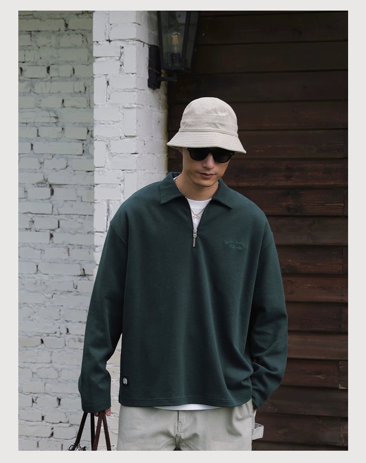 Half-Zip Lapel Long Sleeve