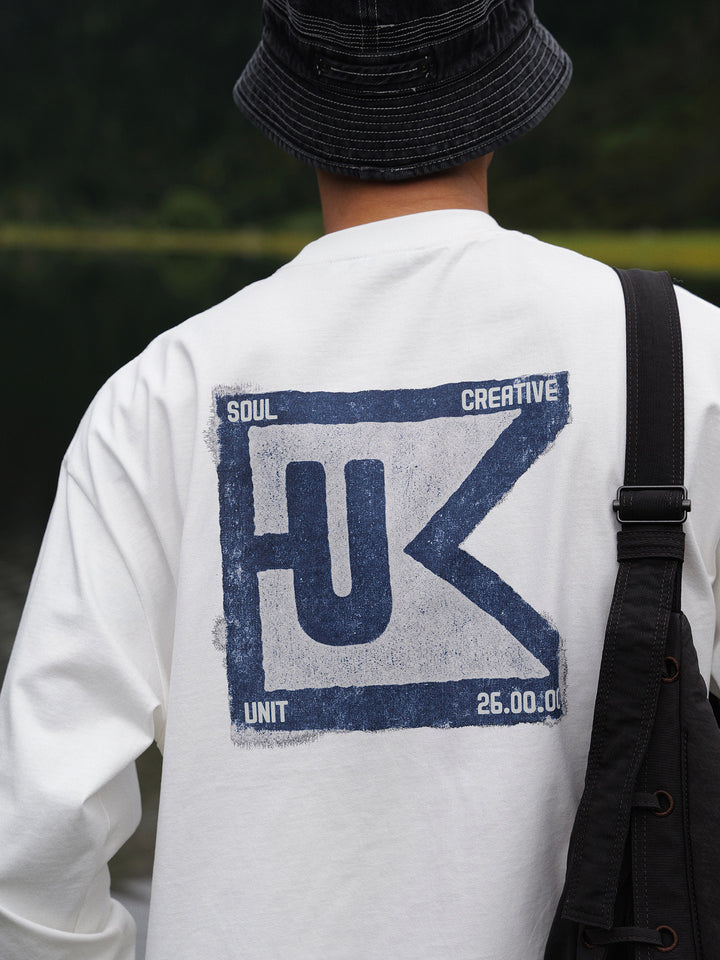 Distressed Logo Long-Sleeve