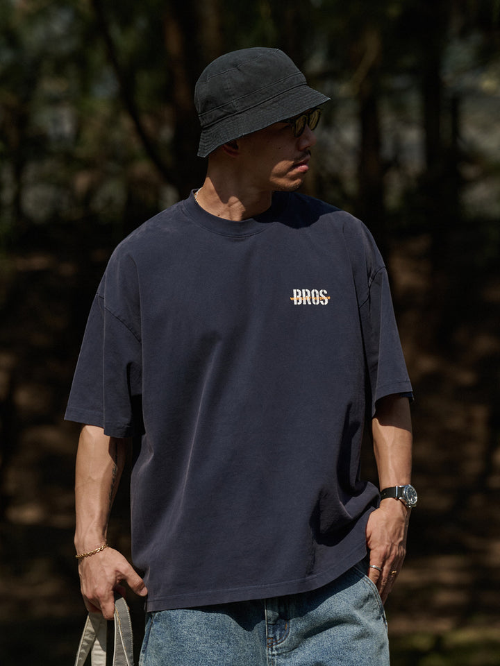 Washed "BROS" Logo Tee