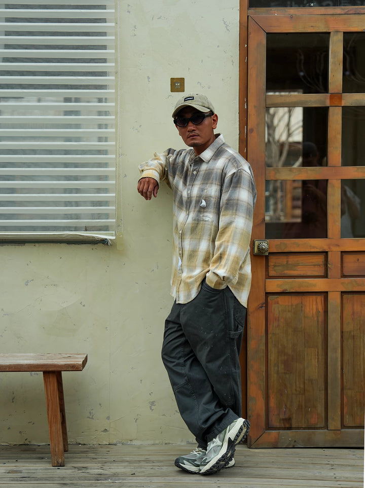 LAPIVIMA FADE GRADIENT PLAID OVERSIZED SHIRT