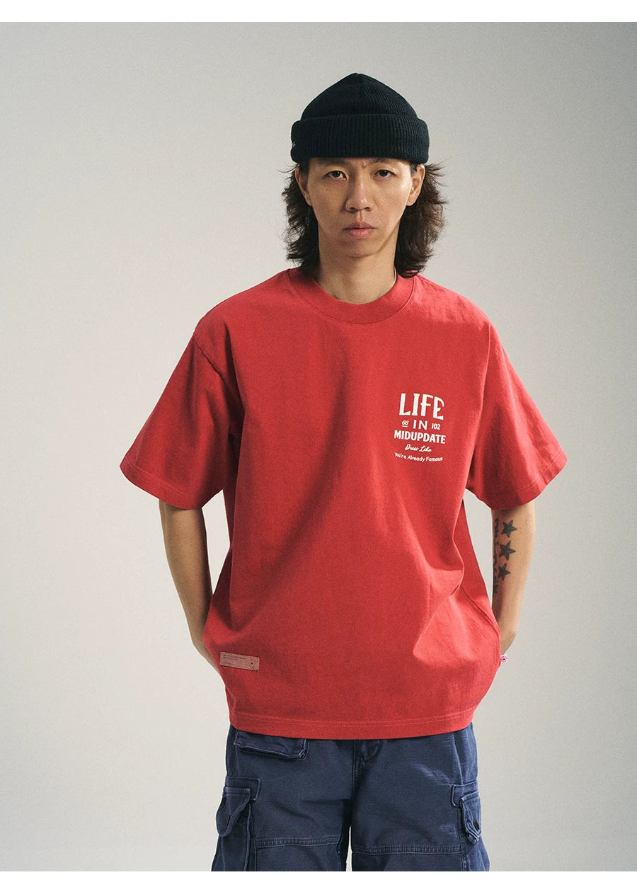 MU557 Retro Color Block Graphic Letter Tee