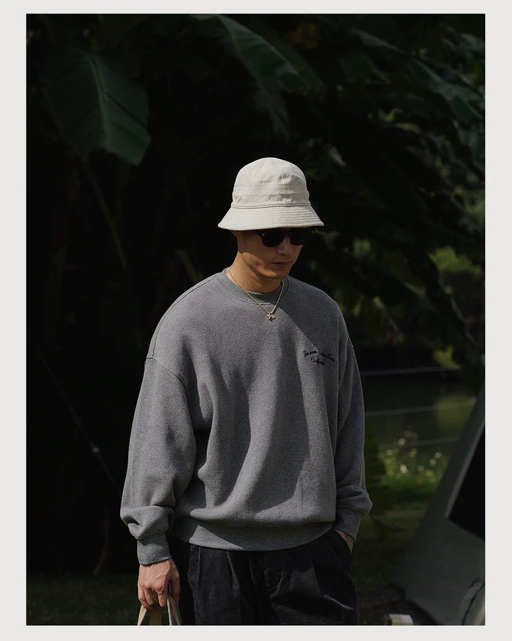Cotton Waffle Crewneck Sweatshirt