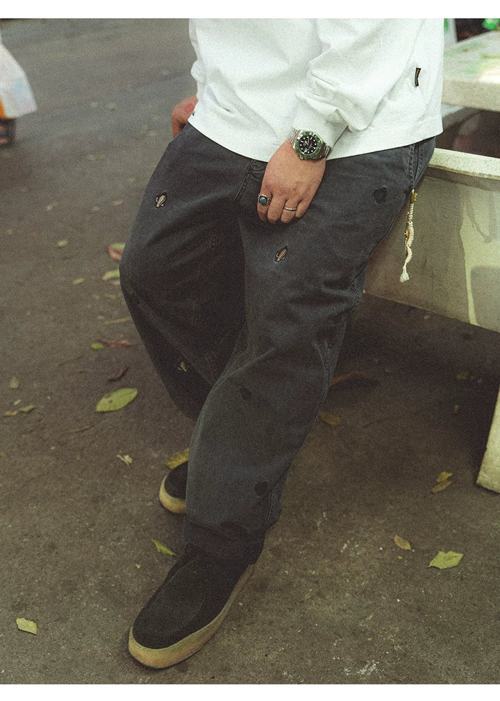 MUP120 Vintage Cactus Embroidered Chinos