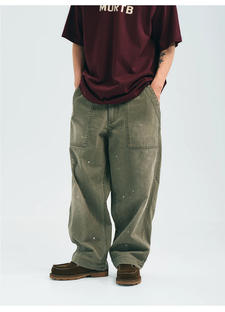 MUP26036 Vintage Washed Splash Ink Cargo Pants