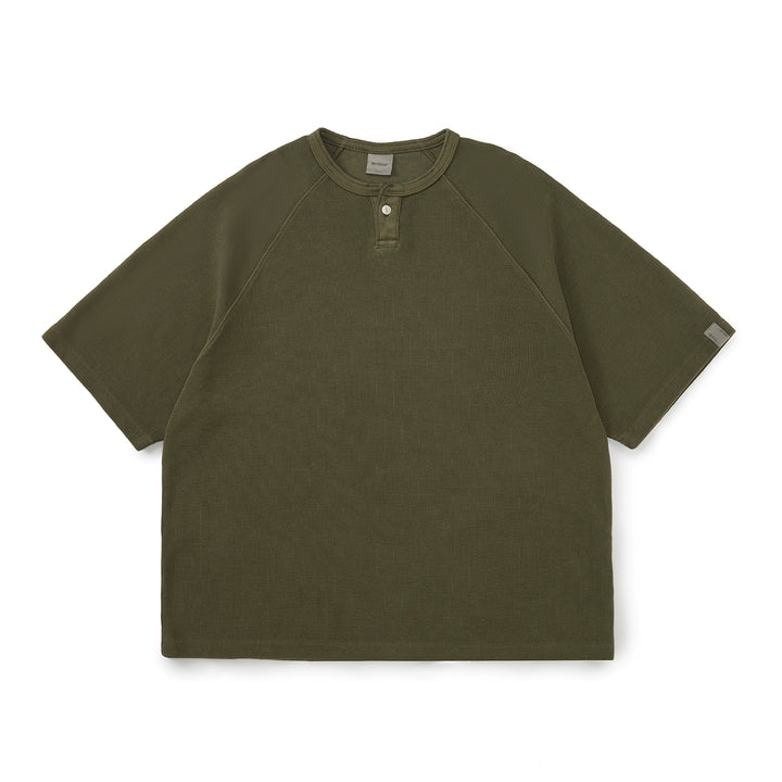 Acid Wash Waffle Henley Tee