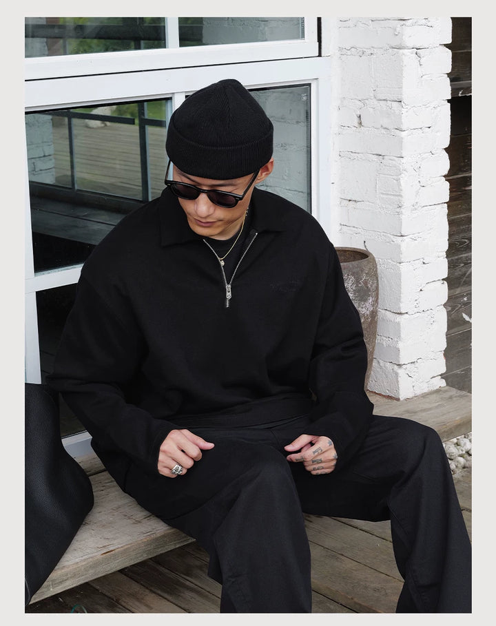 Half-Zip Lapel Long Sleeve