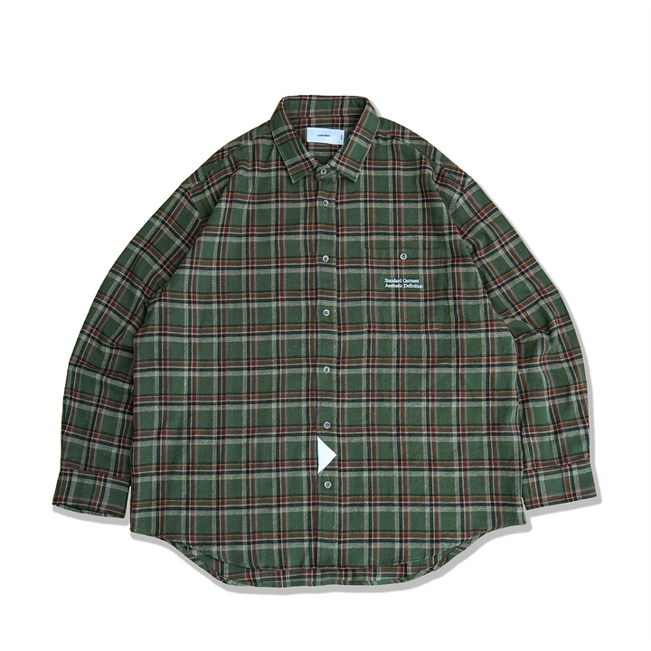 LAPRIMA OVERSIZED PLAID PRINT SHIRT