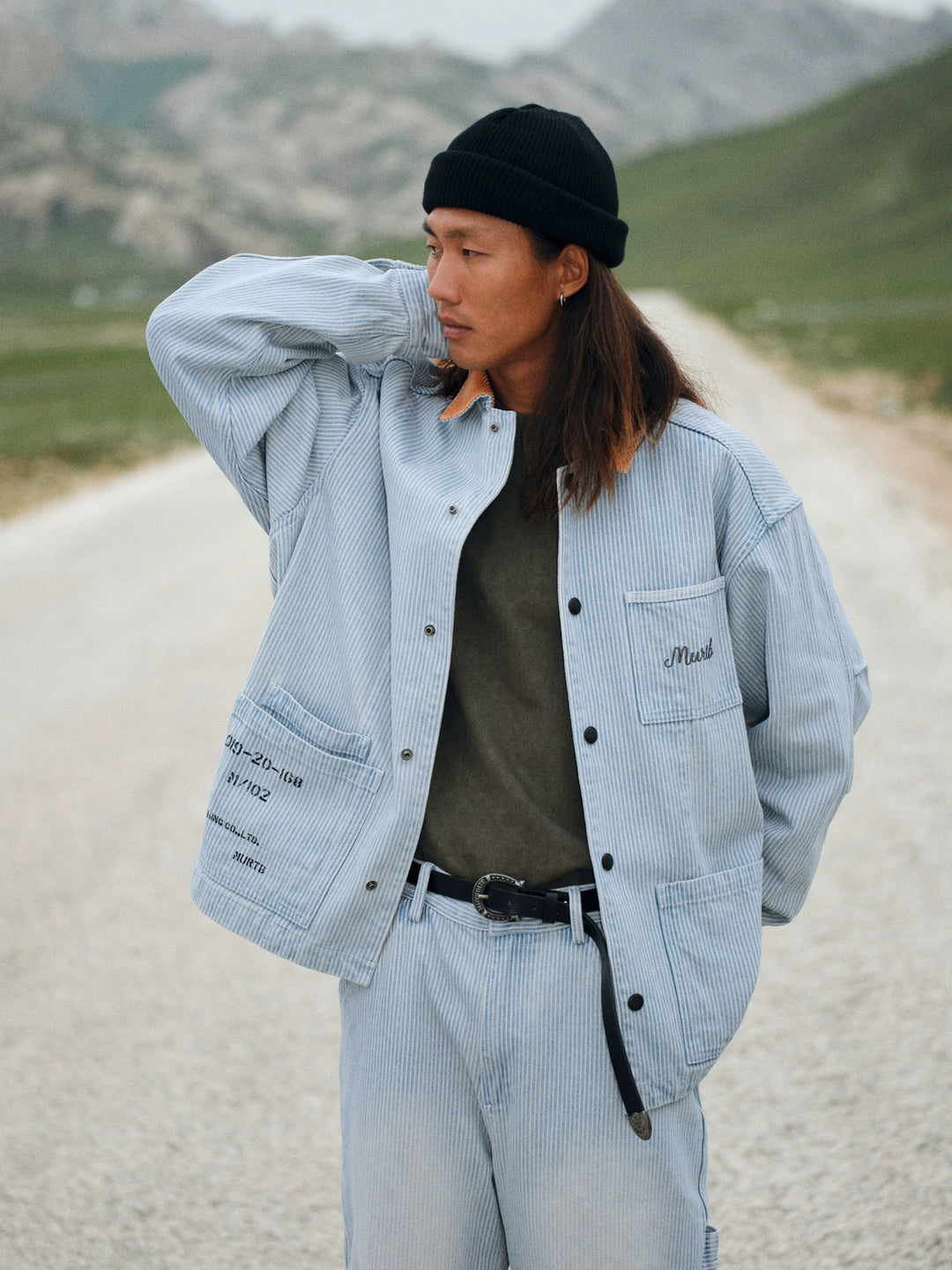 Washed Distressed Vintage Pin Stripe Jacket