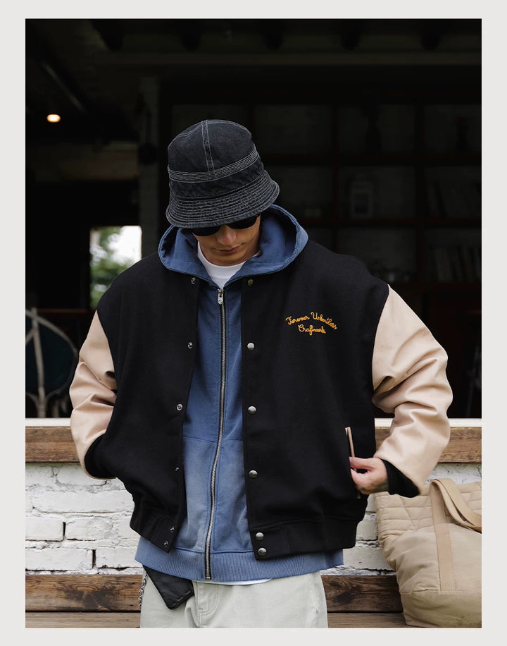 Crane Embroidered Baseball Jacket