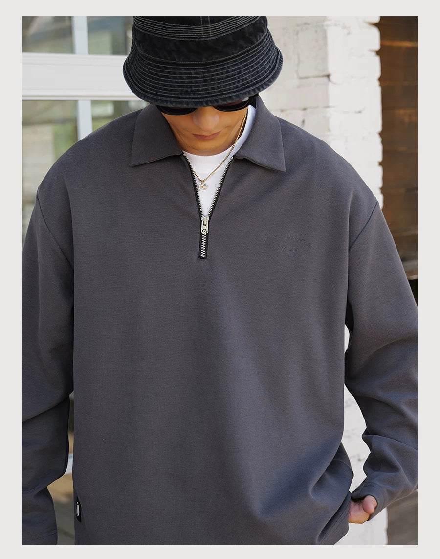 Half-Zip Lapel Long Sleeve
