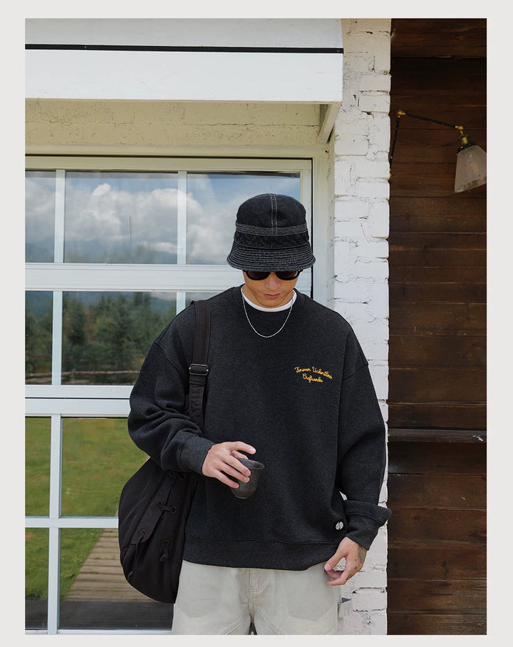 Cotton Waffle Crewneck Sweatshirt