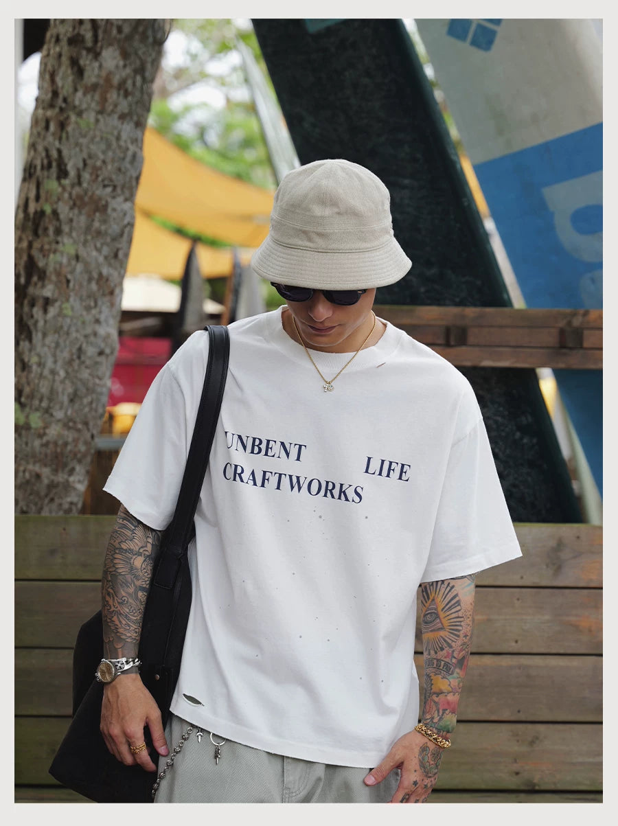 Crackle Distressed Print Tee