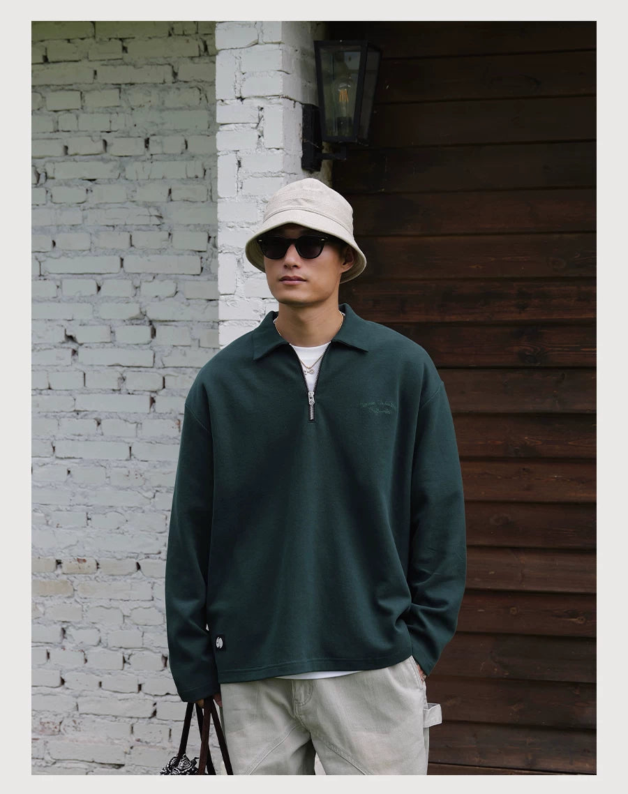 Half-Zip Lapel Long Sleeve