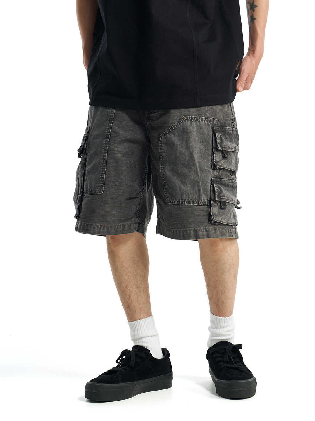 Vintage Patchwork Multi-Pocket Cargo Shorts