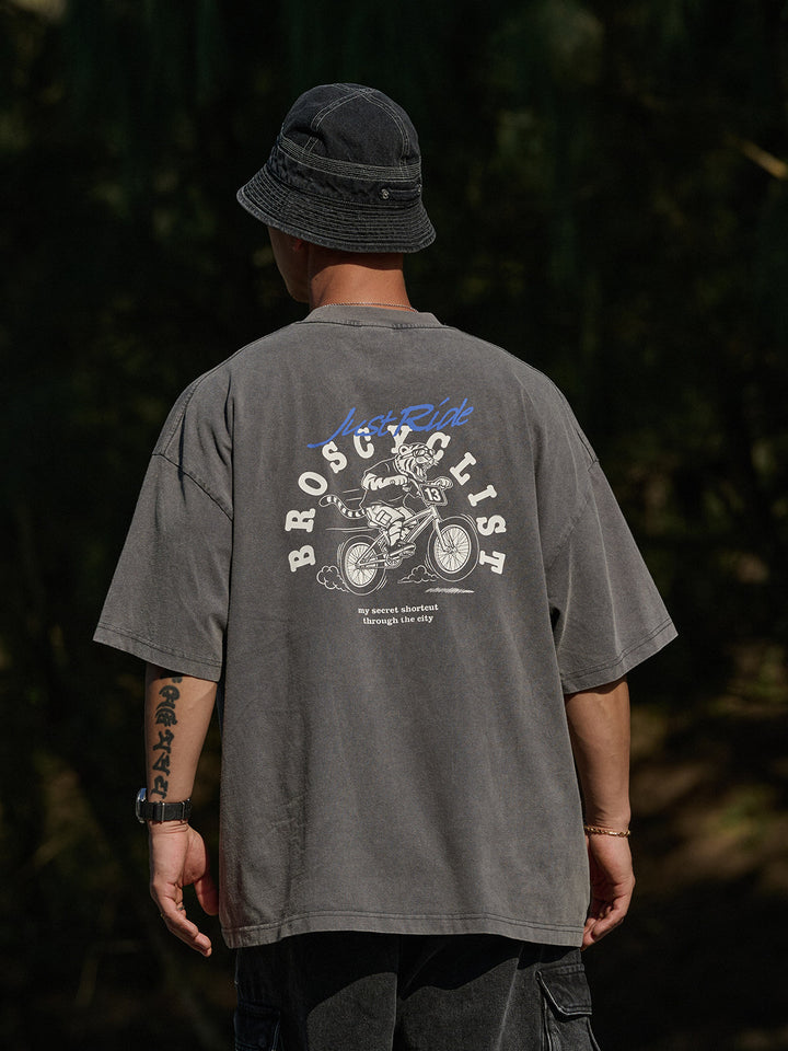 Acid Washed "Just Ride" Tee
