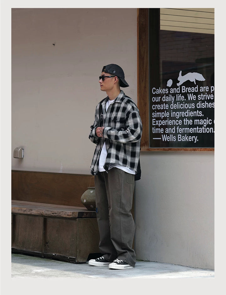 Herringbone Straight-Leg Pants