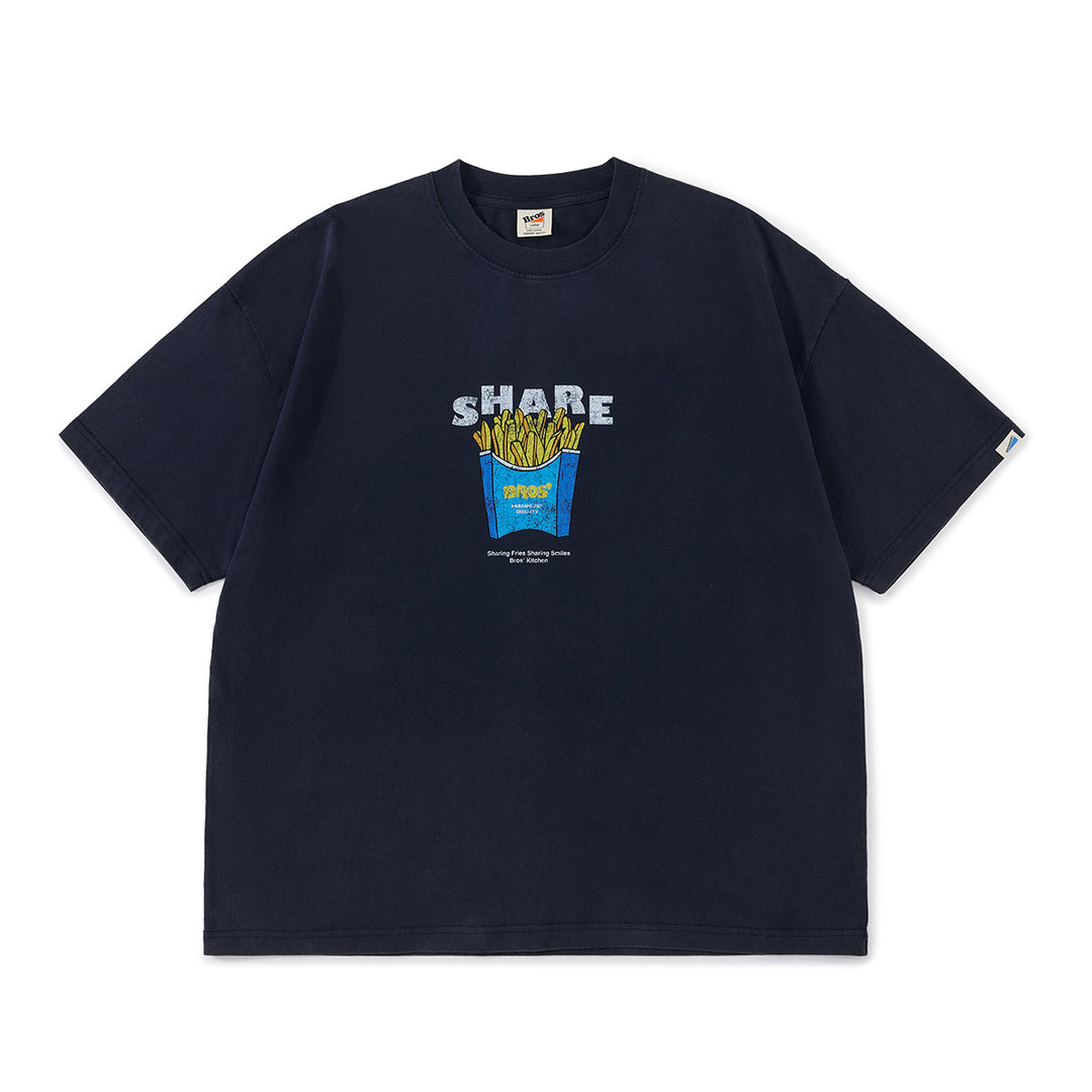 Washed "French Fry" Print Tee
