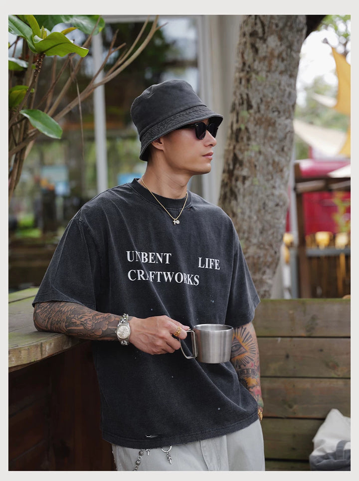 Crackle Distressed Print Tee