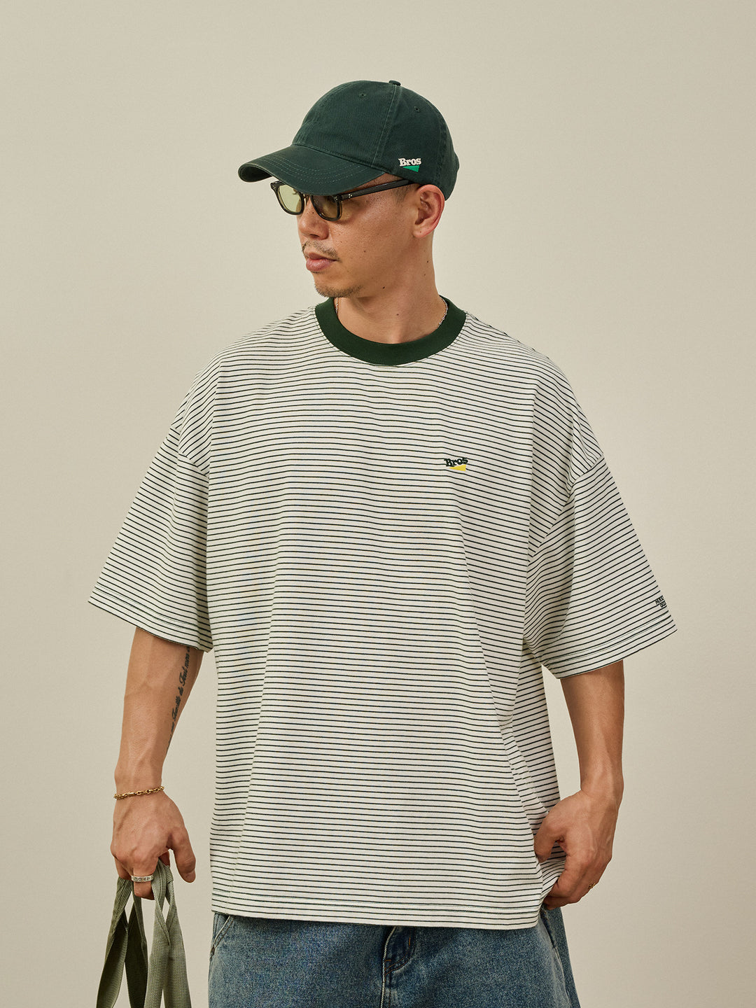 Embroidered Pinstripe Tee