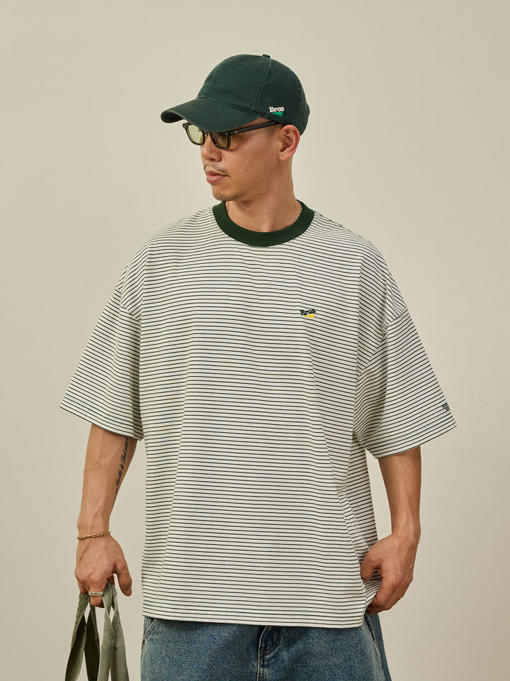 Embroidered Pinstripe Tee