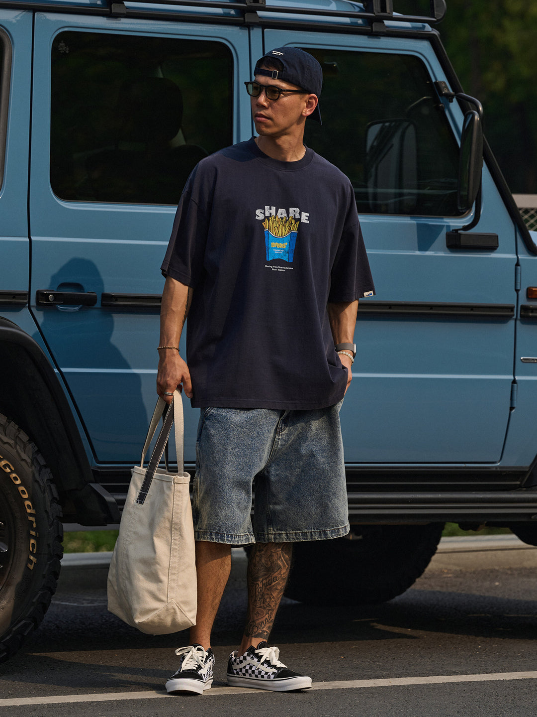 Washed "French Fry" Print Tee