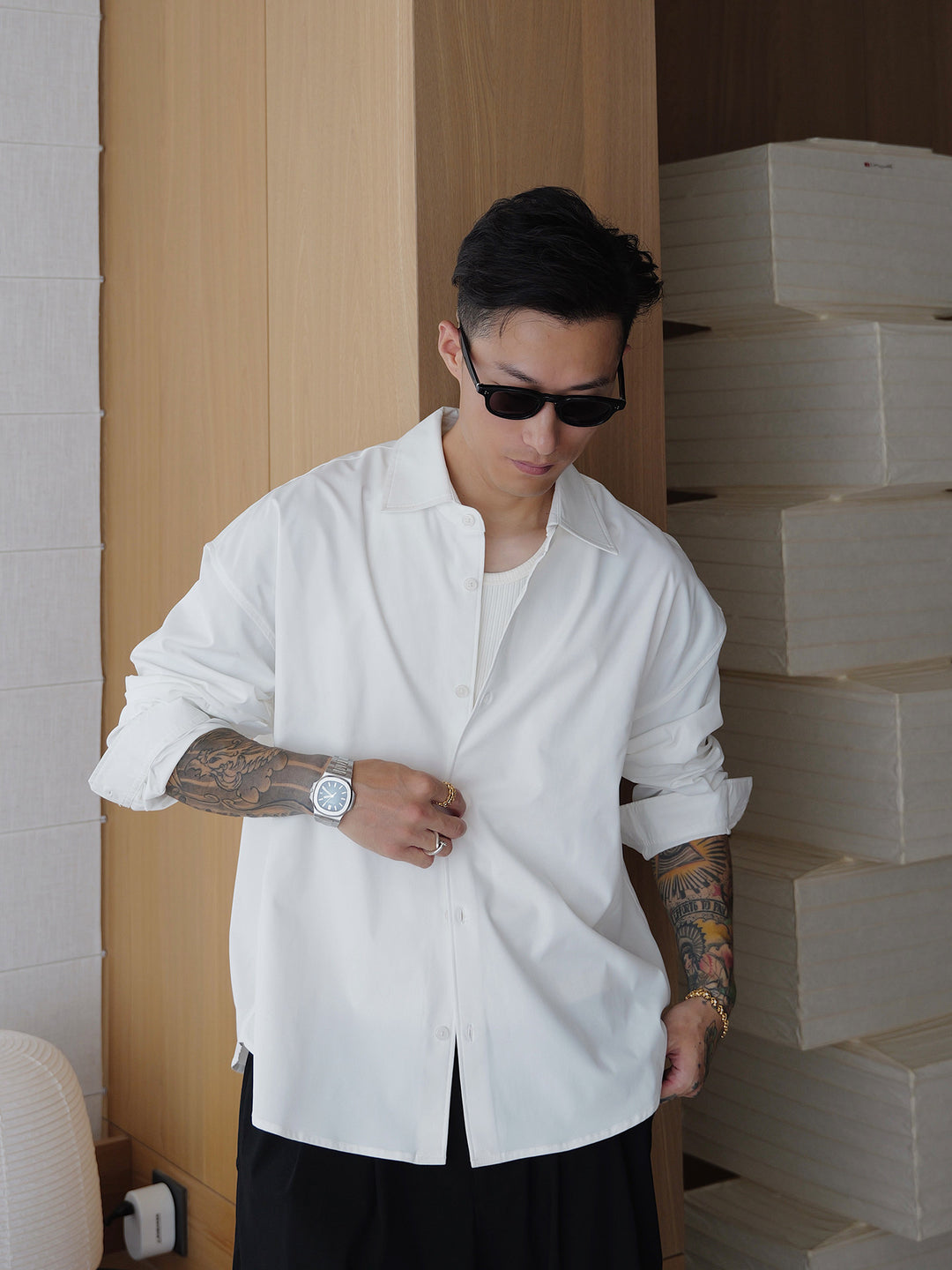 Solid Anti-Wrinkle Long-Sleeve Shirt