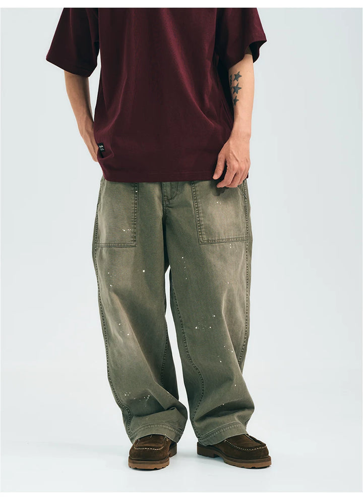 MUP26036 Vintage Washed Splash Ink Cargo Pants