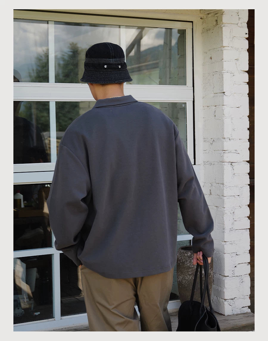 Half-Zip Lapel Long Sleeve