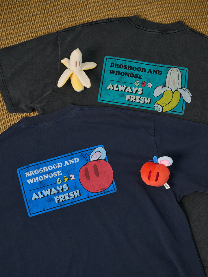 [BROS x Joe Ng]  Distressed Fruit Tag DTG Tee