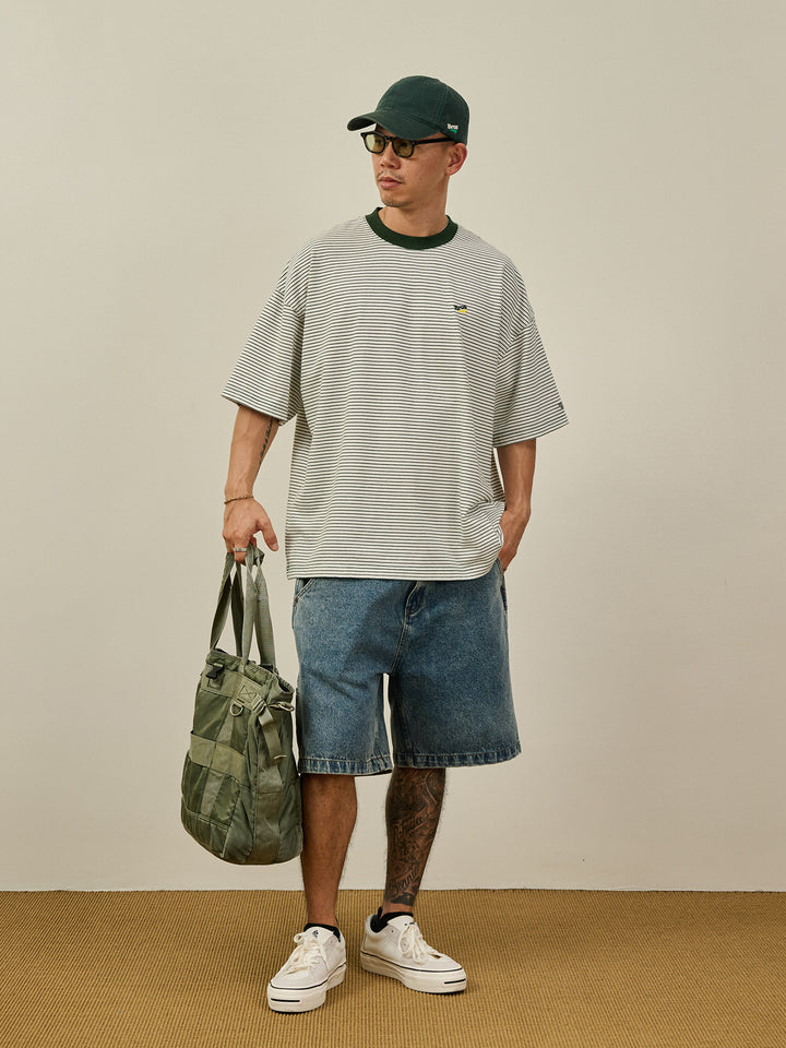 Embroidered Pinstripe Tee