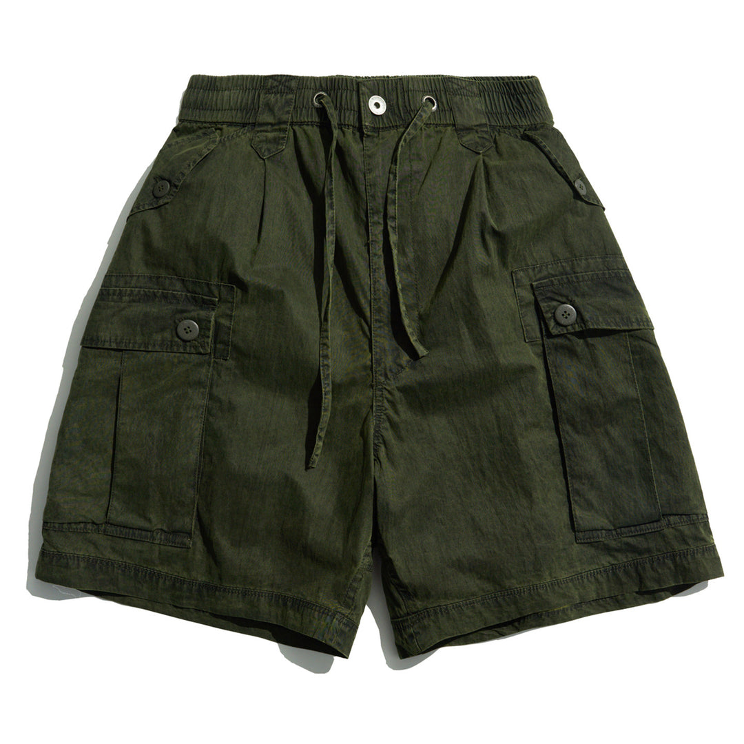 Vintage Washed Drawstring Cargo Shorts