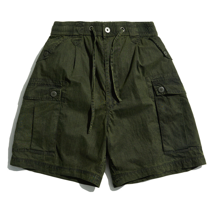 Vintage Washed Drawstring Cargo Shorts