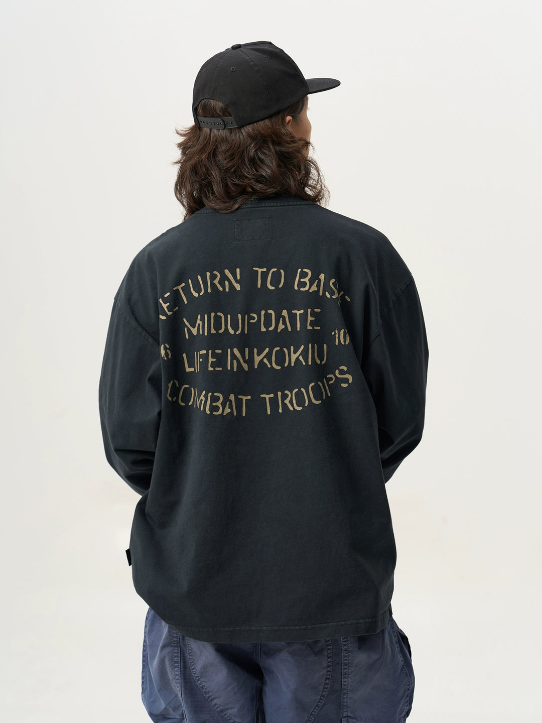 Washed Slogan Print Crew Neck Tee